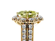 Large Accent Halo Engagement Ring Setting for Fancy Yellow Asscher Cut Center with Pave Split Shank and Prong Head in Yellow Gold