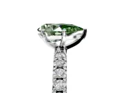 Solitaire Engagement Ring Setting for Fancy Green Pear-Shaped Center with Fine Pave Band and Claw Prong Head in Sterling Silver