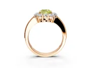 Halo Engagement Ring Setting for Fancy Yellow Cushion Cut Center with Milgrain Channel Band and Prong Head in Rose Gold