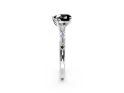 Baguette Engagement Ring Setting for Fancy Black Heart-Shaped Center with Alternating Bar-Set Band and Prong Head in White Gold