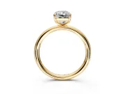 Low-Set Solitaire Engagement Ring Setting for Radiant Cut Center with Thin Plain Band and Prong Head in Yellow Gold