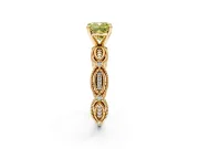 Solitaire Engagement Ring Setting for Fancy Yellow Cushion Cut Center with Marquise Panel Band and Prong Head in Yellow Gold