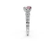Solitaire Engagement Ring Setting for Fancy Pink Heart-Shaped Center with Pave Cathedral Shoulders and Prong Head in Platinum