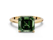 Solitaire Engagement Ring Setting for Fancy Green Asscher Cut Center with Knife Ridge Band and Claw Prong Head in Yellow Gold