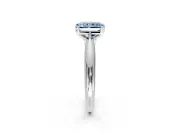 Solitaire Engagement Ring Setting for Fancy Blue Radiant Cut Center with Reverse Tapered Band and Prong Head in Platinum