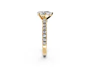 Solitaire Engagement Ring Setting for Pear-Shaped Center with Single Row Accent Band and Prong Head in Yellow Gold