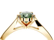 Solitaire Engagement Ring Setting for Fancy Green Pear-Shaped Center with Tapered Shoulders and Prong Head in Yellow Gold