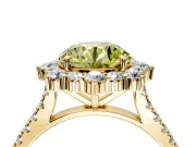Halo Engagement Ring Setting for Fancy Yellow Round Cut Center with Single-Row Pave, Open Basket and Prong Head in Yellow Gold