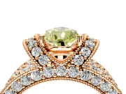 Pave Engagement Ring Setting for Fancy Yellow Pear-Shaped Center with Curved Accent Rows, Openwork and Prong Head in Rose Gold