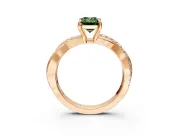 Crossover Engagement Ring Setting for Fancy Green Emerald Cut Center with Pave and Plain Strands and Prong Head in Rose Gold