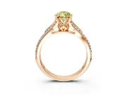 Solitaire Engagement Ring Setting for Fancy Yellow Pear-Shaped Center with Pave Rail Split Shank and Prong Head in Rose Gold