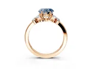 Solitaire Engagement Ring Setting for Fancy Blue Heart-Shaped Center with Marquise Flower Shoulders and Prong Head in Rose Gold