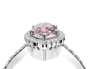Halo Engagement Ring Setting for Fancy Pink Marquise Center with Inner Milgrain Border and Prong Head in Platinum