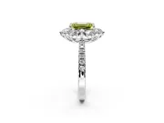 Floral Halo Engagement Ring Setting for Fancy Yellow Emerald Cut Center with Pave Accents and Prong Head in Sterling Silver