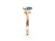 Solitaire Engagement Ring Setting for Fancy Blue Oval Center with Plain Bypass Twist Band and Prong Head in Rose Gold