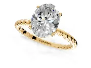 Solitaire Engagement Ring Setting for Oval Center with 2-Strand Rope Twist Band and Prong Head in Yellow Gold
