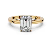 Solitaire Engagement Ring Setting for Emerald Cut Center with Open Cathedral Shoulders and Prong Head in Yellow Gold