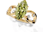 Solitaire Engagement Ring Setting for Fancy Yellow Marquise Center with Criss-Cross Accent Band and Prong Head in Yellow Gold