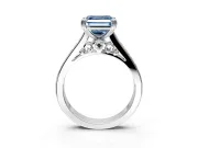 Solitaire Engagement Ring Setting for Fancy Blue Asscher Cut Center with Channel Band and Double Claw Prong Head in Platinum