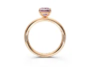 Low-Set Solitaire Engagement Ring Setting for Fancy Pink Princess Cut Center with Thin Plain Band and Prong Head in Rose Gold