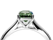 Solitaire Engagement Ring Setting for Fancy Green Emerald Cut Center with Narrow Cathedral Band and Prong Head in Platinum