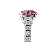 Solitaire Engagement Ring Setting for Fancy Pink Round Cut Center with Partway Pave Band and Prong Head in Platinum