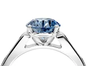 Solitaire Engagement Ring Setting for Fancy Blue Round Cut Center with Channel Accents and Prong Head in Sterling Silver