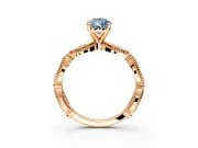 Solitaire Engagement Ring Setting for Fancy Blue Pear-Shaped Center with Marquise Panel Band and Prong Head in Rose Gold
