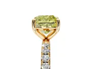 Solitaire Engagement Ring Setting for Fancy Yellow Cushion Cut Center with Micro Pave Band and Prong Head in Yellow Gold