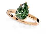 Hidden Halo Engagement Ring Setting for Fancy Green Pear-Shaped Center with Wide Flat Plain Band and Prong Head in Rose Gold