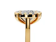 Single Halo Engagement Ring Setting for Cushion Cut Center with Corner Claws, Plain Band and Prong Head in Yellow Gold