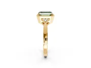 Cluster Engagement Ring Setting for Fancy Green Asscher Cut Center with Milgrain Shoulder Clusters and Prong Head in Yellow Gold