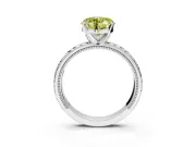 Solitaire Engagement Ring Setting for Fancy Yellow Heart-Shaped Center with Milgrain X Pattern Band and Prong Head in Platinum