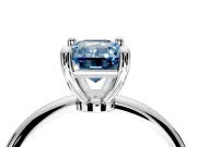 Minimalist Solitaire Engagement Ring Setting for Fancy Blue Emerald Cut Center with Thin Band and Prong Head in Sterling Silver