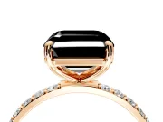 Solitaire Engagement Ring Setting for Fancy Black Asscher Cut Center with Pave Accents and Prong Head in Rose Gold