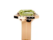 Halo Engagement Ring Setting for Fancy Yellow Asscher Cut Center with Knife Ridge Cathedral Band and Prong Head in Rose Gold
