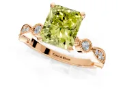 Solitaire Engagement Ring Setting for Fancy Yellow Radiant Cut Center with Milgrain Bezel Accents and Prong Head in Rose Gold