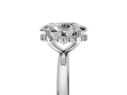 Hidden Halo Engagement Ring Setting for Oval Center with Thin Round-Wire Band and Prong Head in Platinum