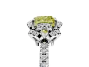 Halo Engagement Ring Setting for Fancy Yellow Cushion Cut Center with Openwork Halo, Pave Band and Prong Head in Sterling Silver