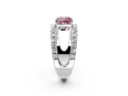 Solitaire Engagement Ring Setting for Fancy Pink Cushion Cut Center with Wide-Open Split Shank and Prong Head in Platinum