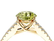 Solitaire Engagement Ring Setting for Fancy Yellow Round Cut Center with Pave Split Shank and Prong Head in Yellow Gold
