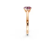 Solitaire Engagement Ring Setting for Fancy Pink Round Cut Center with Flat-Sided Plain Band and Prong Head in Rose Gold
