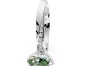 Side Accent Engagement Ring Setting for Fancy Green Pear-Shaped Center with Accent Shoulders and Prong Head in Sterling Silver