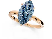 Hidden Halo Engagement Ring Setting for Fancy Blue Marquise Center with Plain Band and Tall Prong Head in Rose Gold