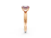 Solitaire Engagement Ring Setting for Fancy Pink Asscher Cut Center with Wide Knife Ridge Band and Prong Head in Rose Gold