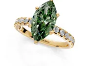Solitaire Engagement Ring Setting for Fancy Green Marquise Center with Large Accents and Prong Head in Yellow Gold
