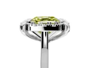 Single Halo Engagement Ring Setting for Fancy Yellow Asscher Cut Center with Corner Claws, Plain Band and Prong Head in Platinum