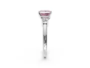 3 Stone Engagement Ring Setting for Fancy Pink Princess Cut Center with Wide Plain Band and Prong Head in Platinum
