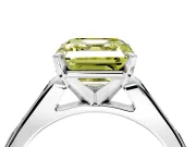 Solitaire Engagement Ring Setting for Fancy Yellow Asscher Cut Center with Channel Accents and Prong Head in Sterling Silver