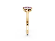 Solitaire Engagement Ring Setting for Fancy Pink Radiant Cut Center with Tapered Shoulders and Prong Head in Yellow Gold